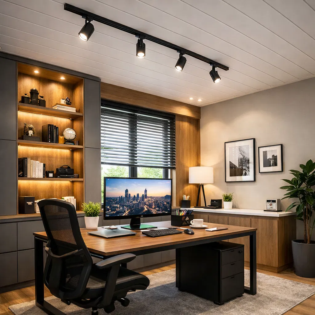 Professional home office with PVC and LED ceiling design